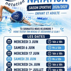 Tests de natation - Saison sportive 2026-2027